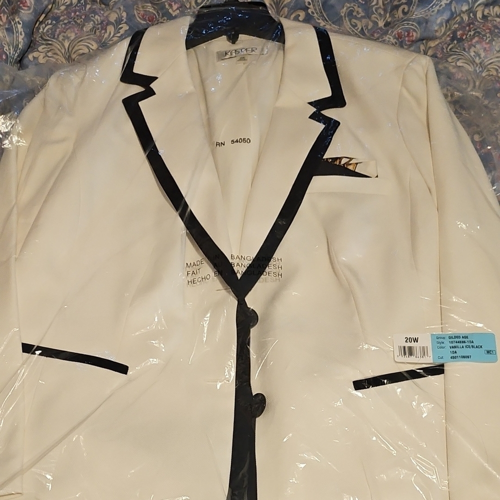 Ivory and Black Women's Blazer by